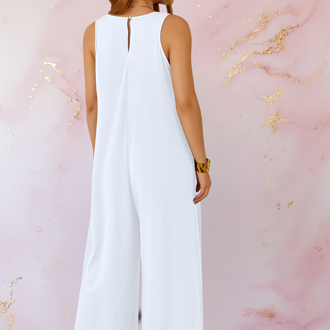 MAGDA - JUMPSUIT MIT V-AUSSCHNITT UND WEITEM BEIN
