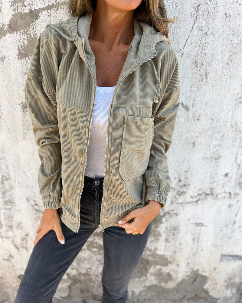 JOYLN - KAPUZENJACKE AUS CORD MIT REISSVERSCHLUSS