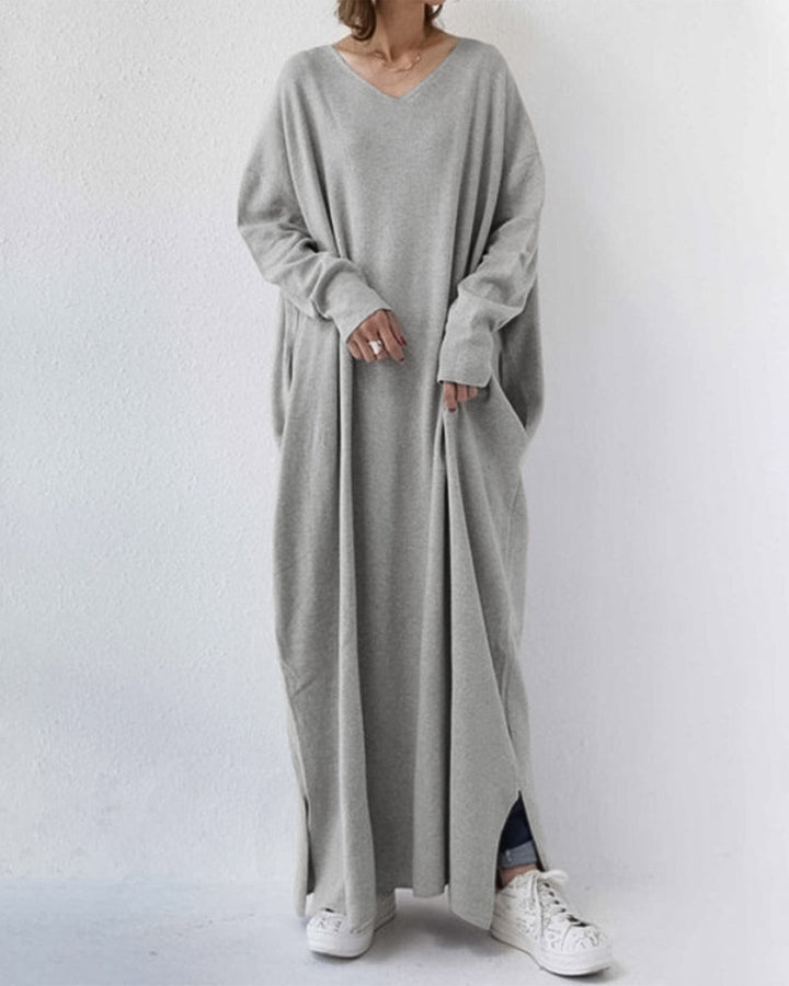 BONNIE - MODISCHES KLEID MIT LANGEN ÄRMELN UND V-AUSSCHNITT