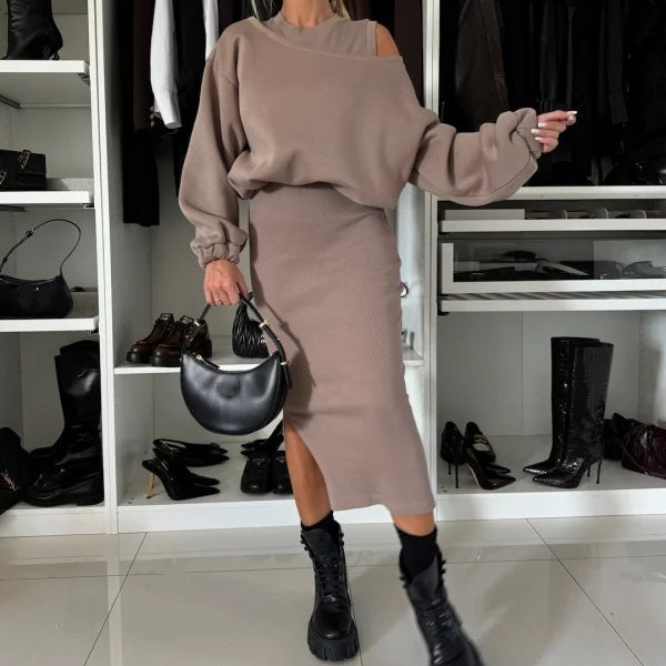 LINA - SWEATSHIRT & ÄRMELLOSES KLEID 2-TEILIGES SET