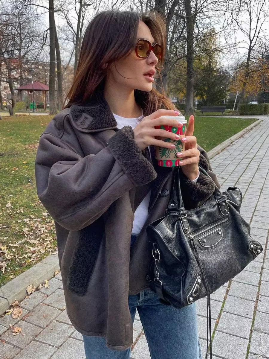 GINA - BRAUNE LEDERJACKE
