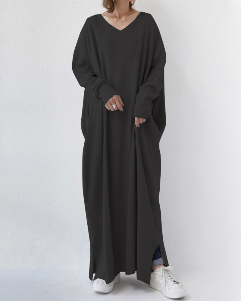 BONNIE - MODISCHES KLEID MIT LANGEN ÄRMELN UND V-AUSSCHNITT