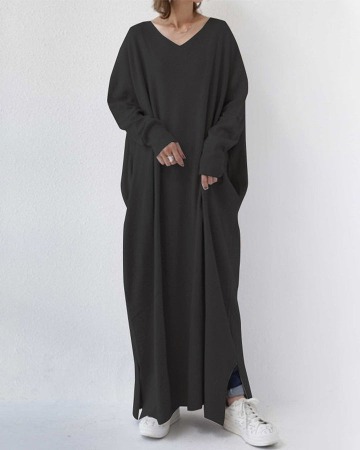 BONNIE - MODISCHES KLEID MIT LANGEN ÄRMELN UND V-AUSSCHNITT