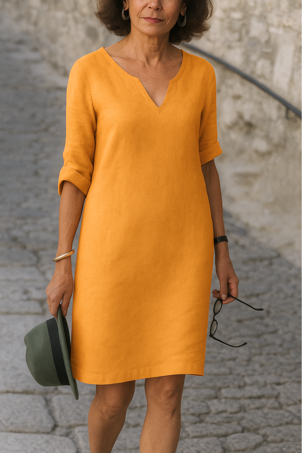 INGRID - KLEID MIT V-AUSSCHNITT