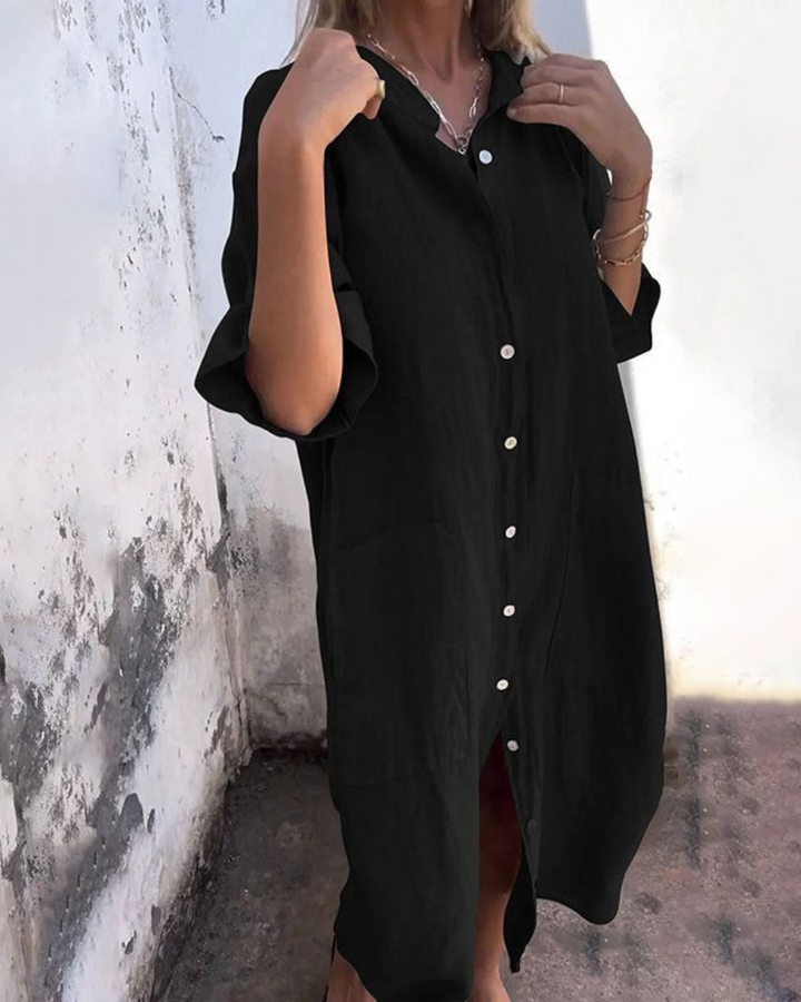 MELANY - IBIZA STYLE LÄSSIGES HEMDKLEID IN KNIELÄNGE
