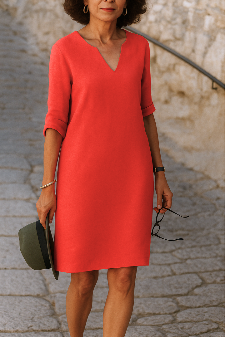 INGRID - KLEID MIT V-AUSSCHNITT