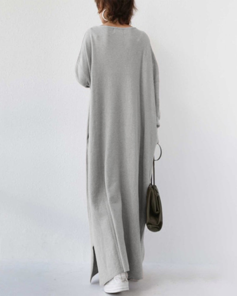 BONNIE - MODISCHES KLEID MIT LANGEN ÄRMELN UND V-AUSSCHNITT