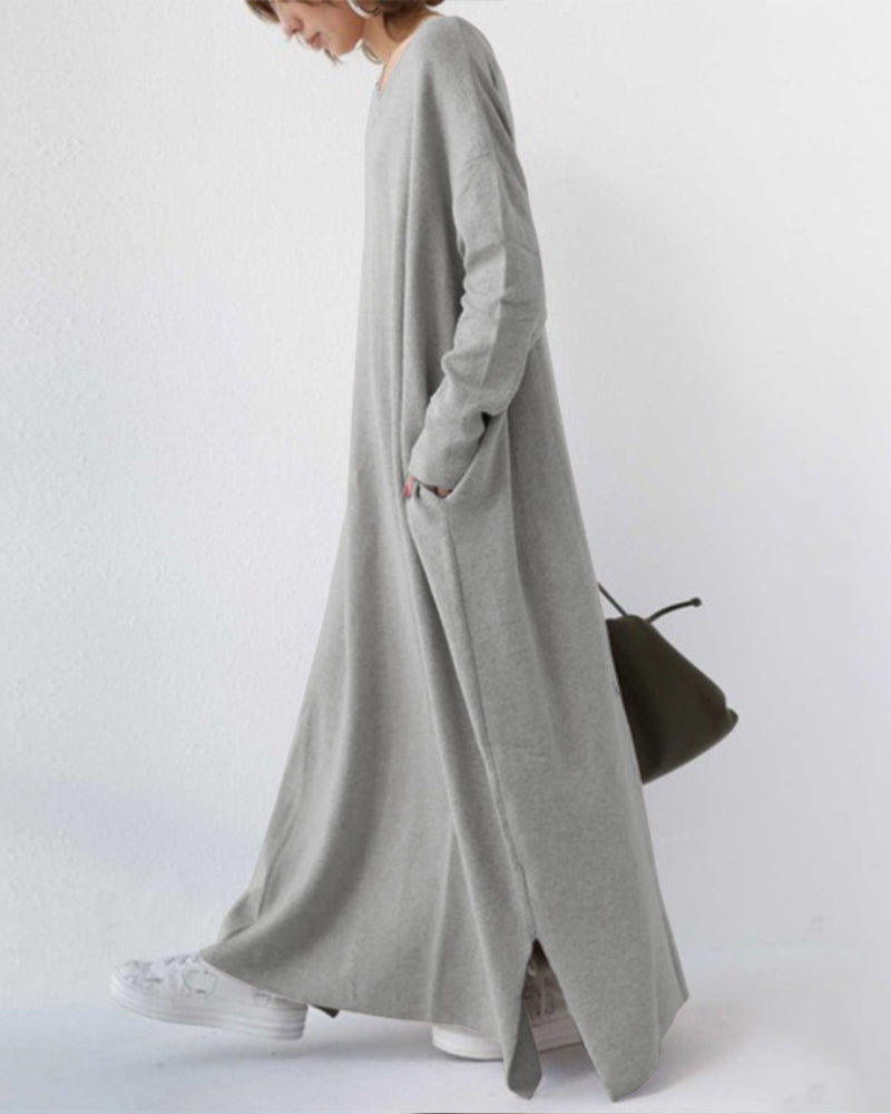 BONNIE - MODISCHES KLEID MIT LANGEN ÄRMELN UND V-AUSSCHNITT