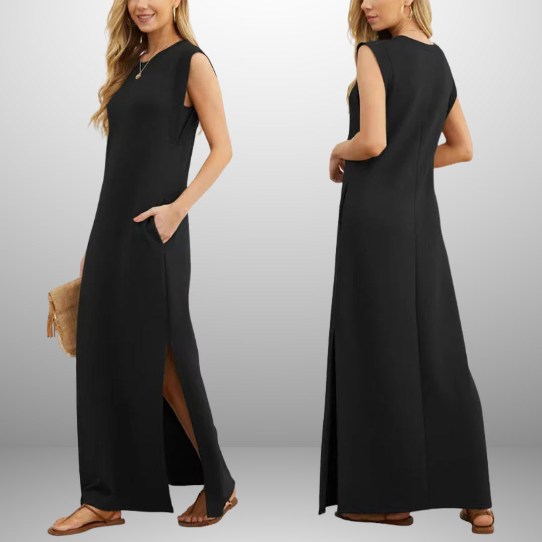 EMMA - LANGES, FLIESSENDES, KNITTERFREIES KLEID