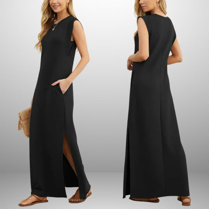 EMMA - LANGES, FLIESSENDES, KNITTERFREIES KLEID