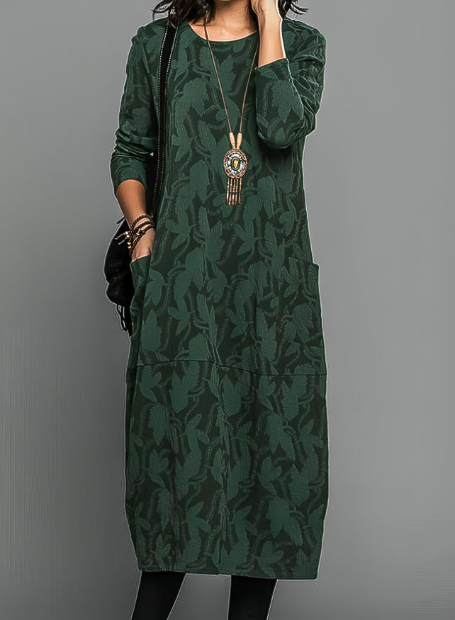 Damen Freizeitkleid mit Rundhalsausschnitt – Maxi