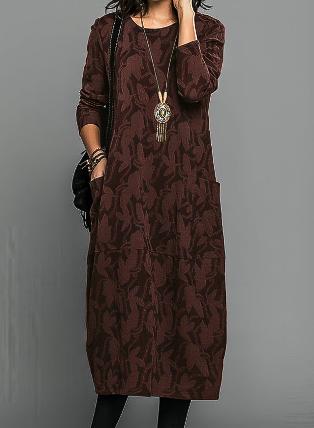 Damen Freizeitkleid mit Rundhalsausschnitt – Maxi