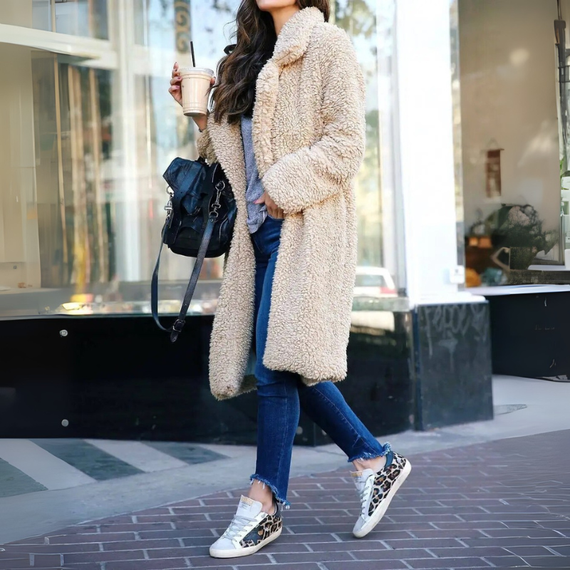 Damen Lange Fleece Jacke - Winter