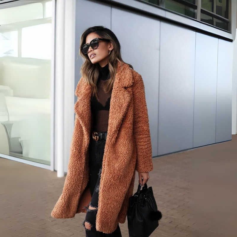 Damen Lange Fleece Jacke - Winter