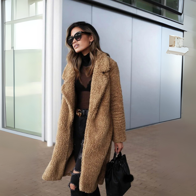 Damen Lange Fleece Jacke - Winter