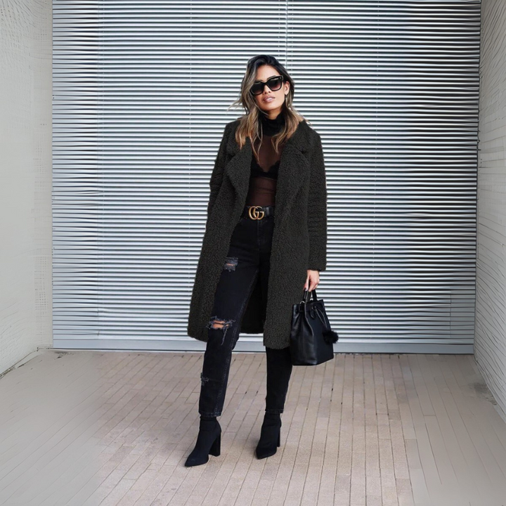 Damen Lange Fleece Jacke - Winter