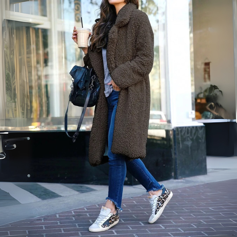 Damen Lange Fleece Jacke - Winter