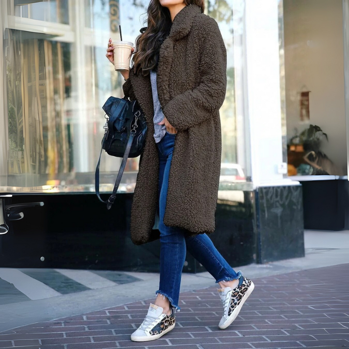 Damen Lange Fleece Jacke - Winter