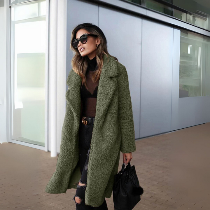 Damen Lange Fleece Jacke - Winter