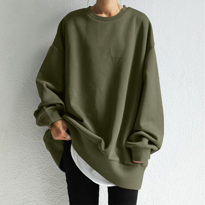 Damen Oversize Rundhals Sweatshirt - Langarm