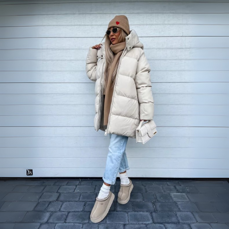 Damen Puffer Winterjacke - Lang