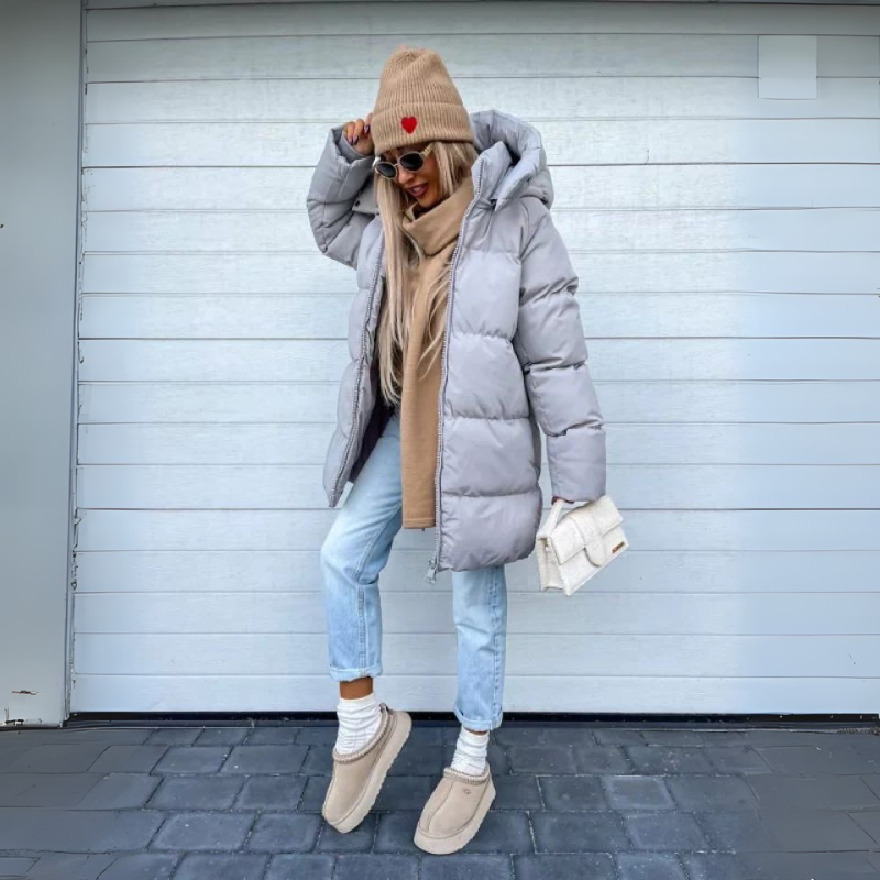 Damen Puffer Winterjacke - Lang