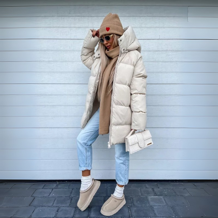 Damen Puffer Winterjacke - Lang