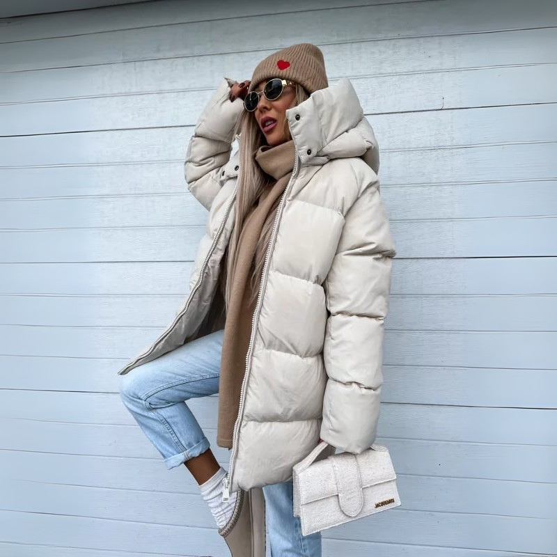 Damen Puffer Winterjacke - Lang