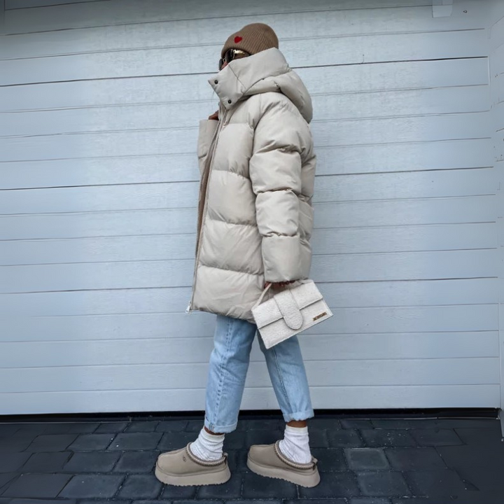 Damen Puffer Winterjacke - Lang