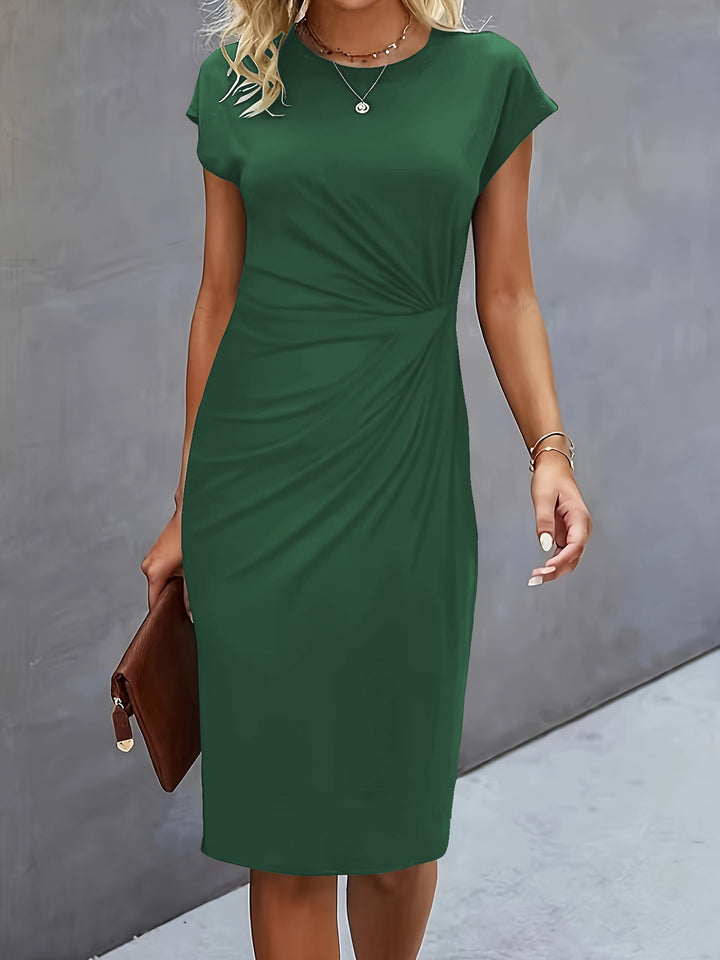 Damen Formalkleid mit Kurzen Ärmeln – Midi