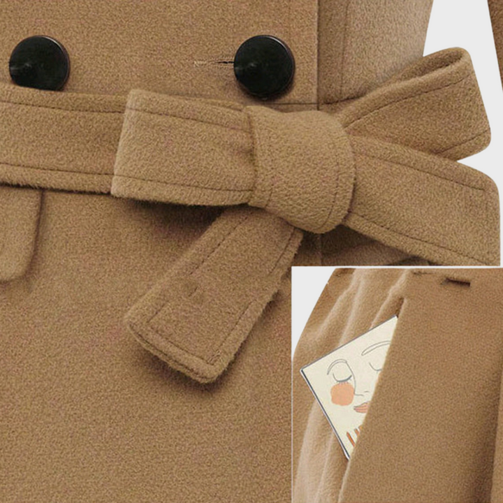 Damen Doppelreihiger Mantelkleid - Tailliert