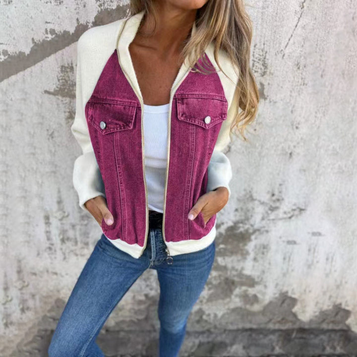 Damen Freizeitjacke in Denim-Optik – Zweifarbig