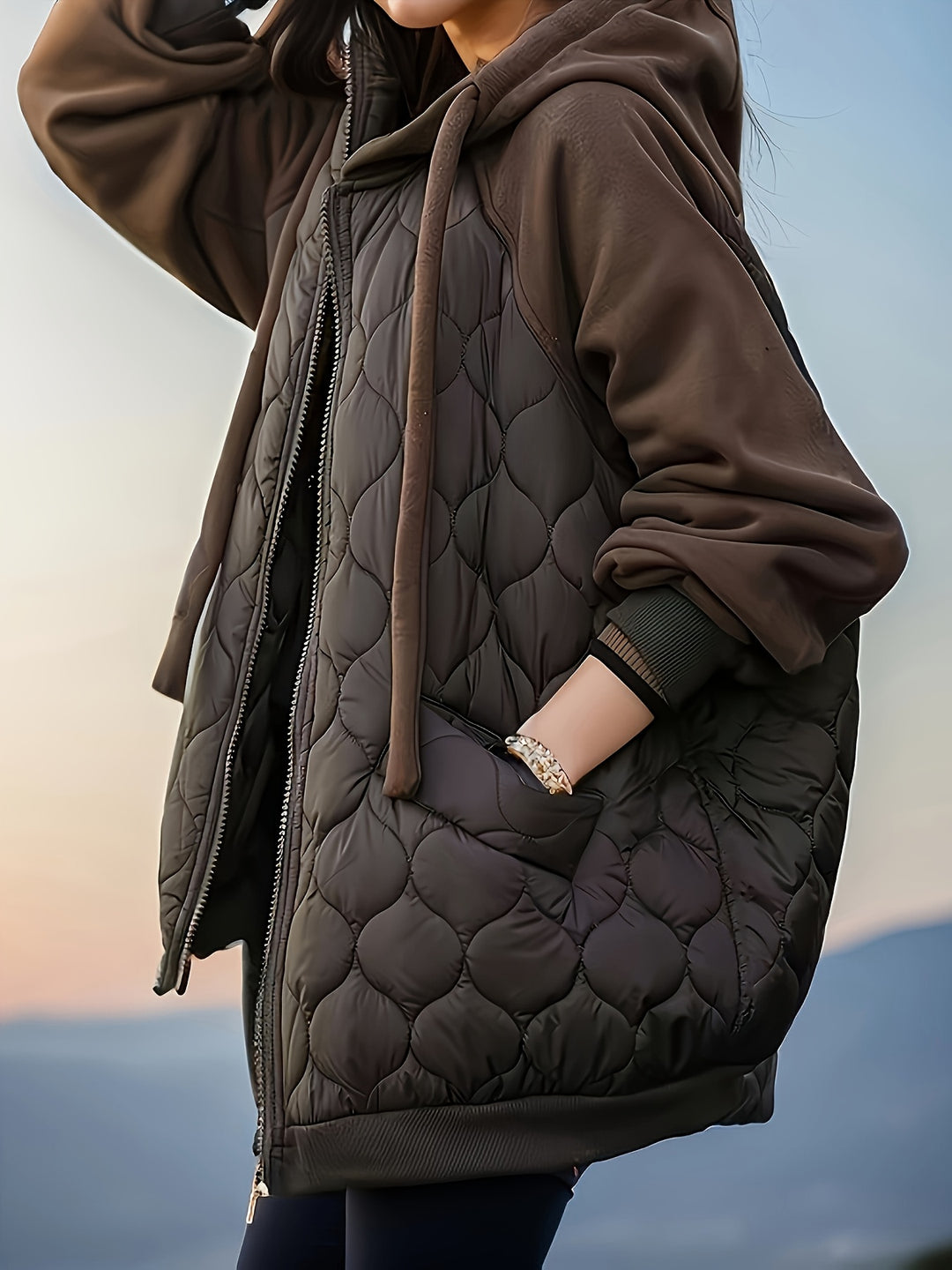 Damen Steppjacke mit Kapuze – Oversized