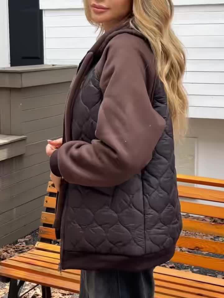 Damen Steppjacke mit Kapuze – Oversized