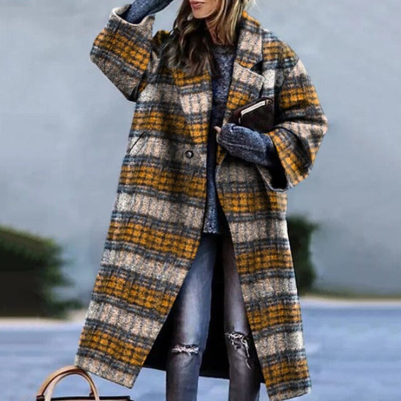 Damen Lange Winter Trenchcoat mit Lockerer Passform