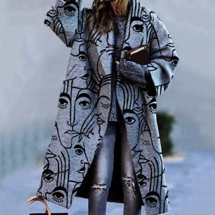 Damen Lange Winter Trenchcoat mit Lockerer Passform