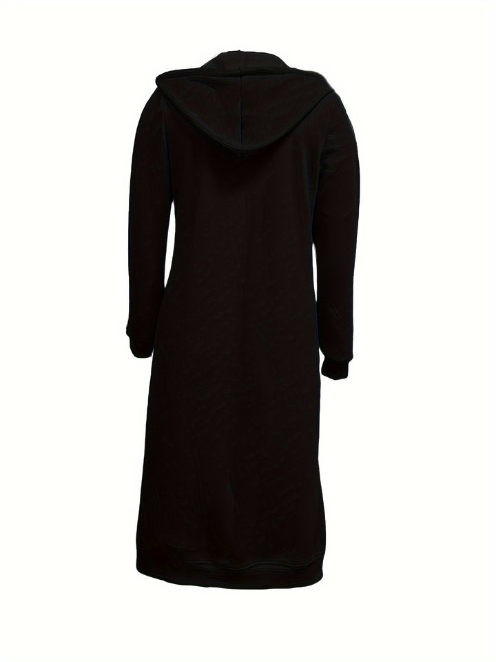 Damen Lockerer Langer Strickmantel - Reißverschluss