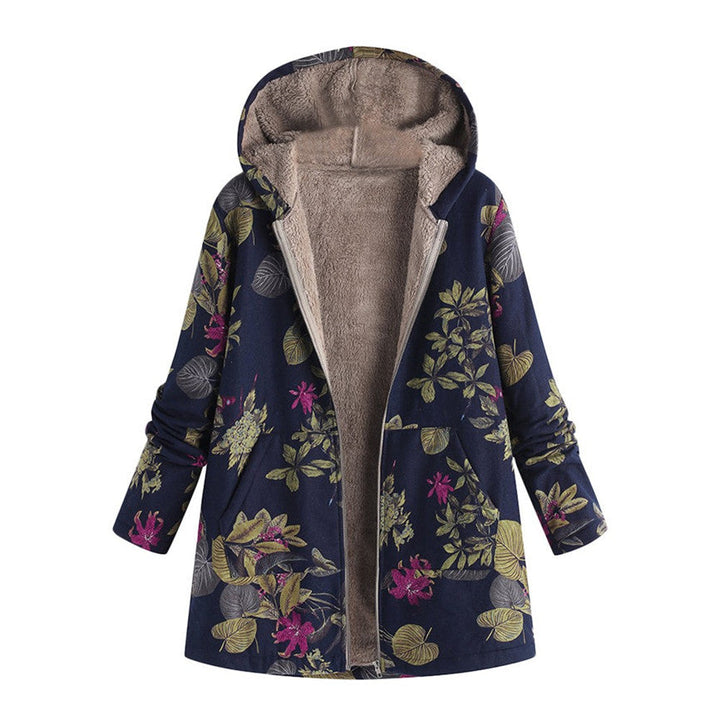 Damen Mittelwadenjacke mit Blumenmuster - Fronttaschen