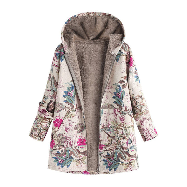 Damen Mittelwadenjacke mit Blumenmuster - Fronttaschen