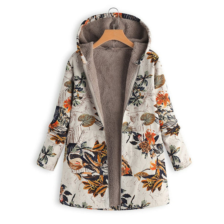 Damen Mittelwadenjacke mit Blumenmuster - Fronttaschen
