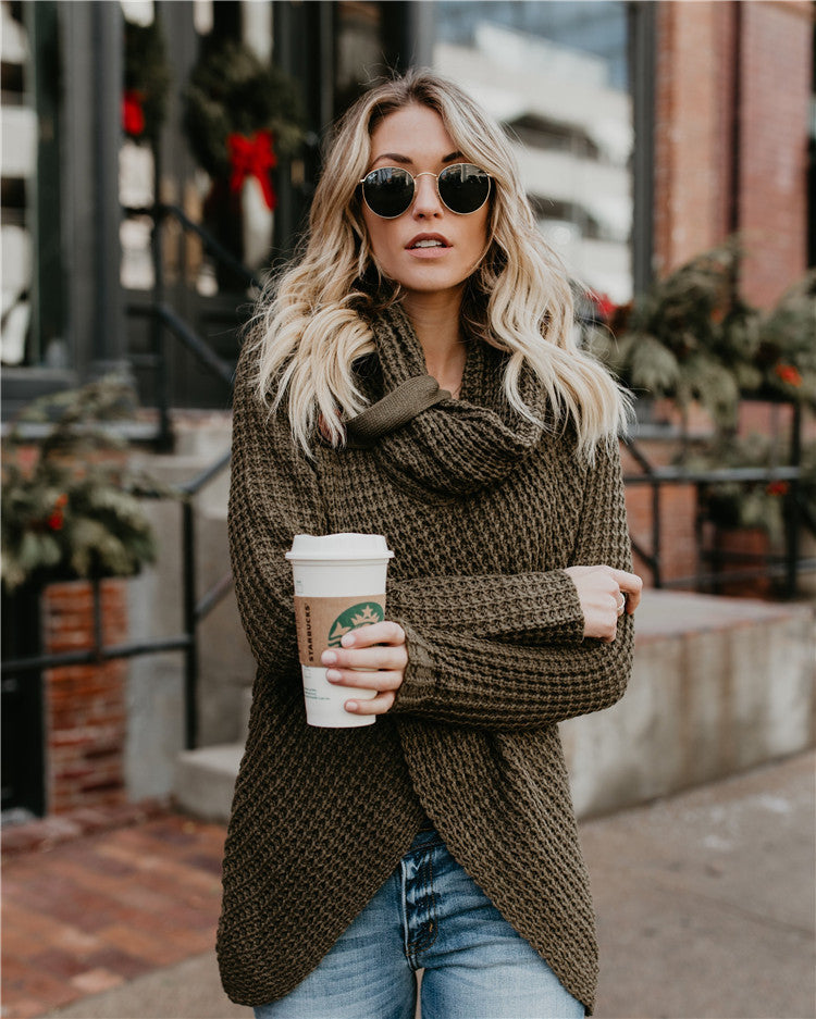 Damen Oversized Rollkragen Pullover - Asymmetrisch