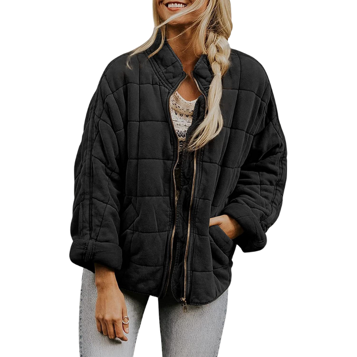 Damen Oversized Gepolsterte Jacke - Reißverschlussverschluss