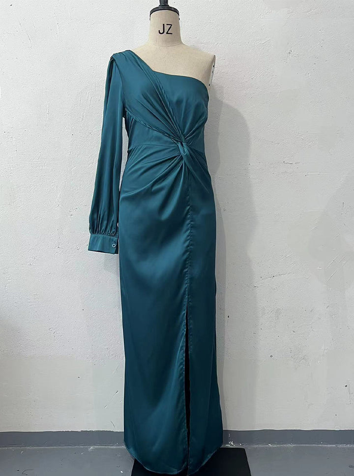 Damen Abendkleid mit einem Schulter und Taillierter Passform – Maxi