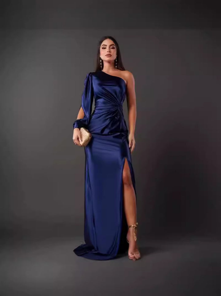 Damen Abendkleid mit einem Schulter und Taillierter Passform – Maxi