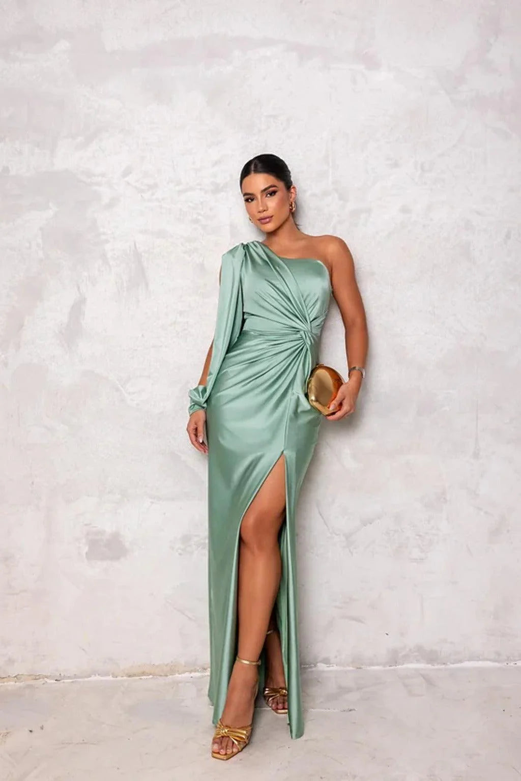 Damen Abendkleid mit einem Schulter und Taillierter Passform – Maxi