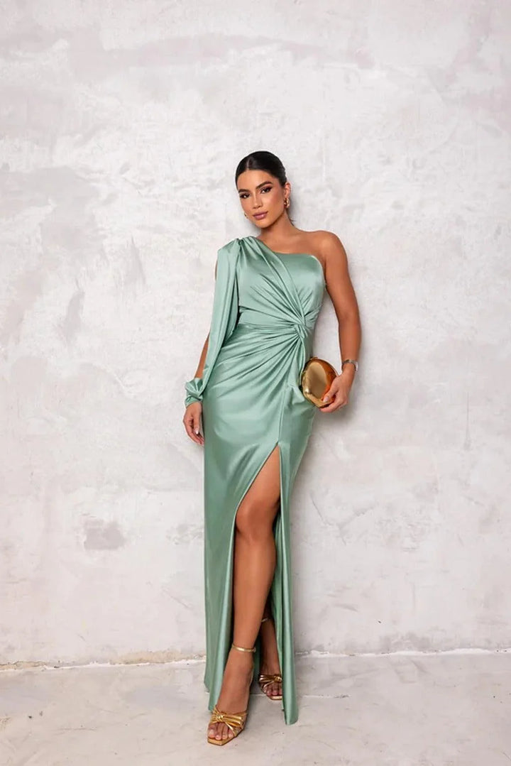 Damen Abendkleid mit einem Schulter und Taillierter Passform – Maxi