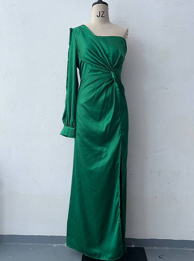 Damen Abendkleid mit einem Schulter und Taillierter Passform – Maxi