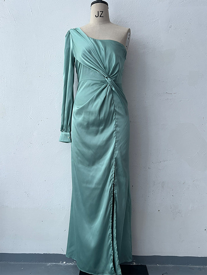 Damen Abendkleid mit einem Schulter und Taillierter Passform – Maxi