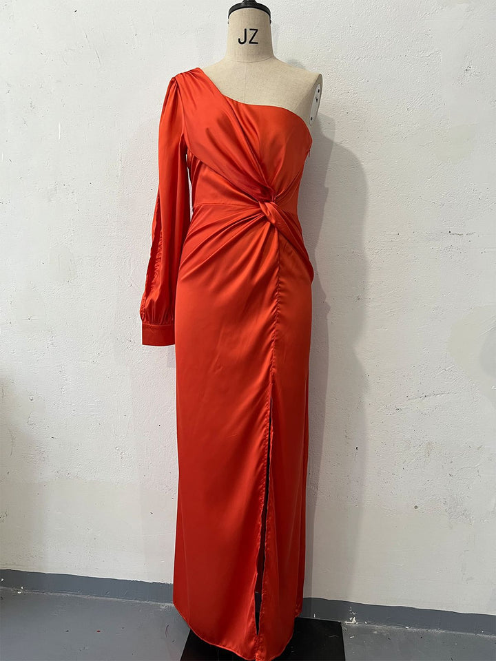Damen Abendkleid mit einem Schulter und Taillierter Passform – Maxi