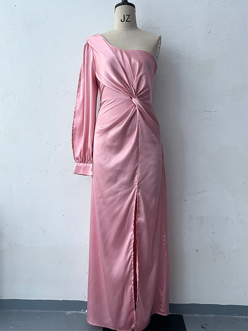 Damen Abendkleid mit einem Schulter und Taillierter Passform – Maxi